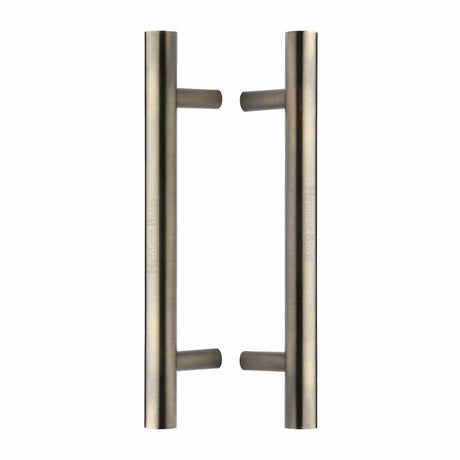 Heritage Brass Door Furniture Antique Brass / Back to Back Fixing Pack Heritage Brass - Back to Back Door Pull Handle Bar Design 305mm Antique Brass Finish