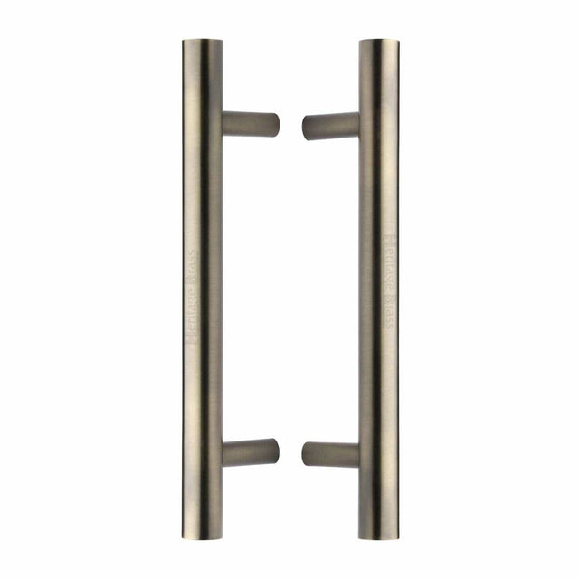 Heritage Brass Door Furniture Antique Brass / Back to Back Fixing Pack Heritage Brass - Back to Back Door Pull Handle Bar Design 305mm Antique Brass Finish