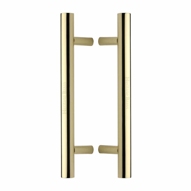 Heritage Brass Door Furniture Polished Brass / Back to Back Fixing Pack Heritage Brass - Back to Back Door Pull Handle Bar Design 305mm Polished Brass Finish