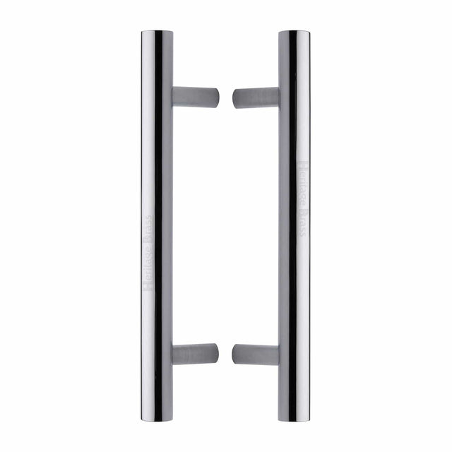 Heritage Brass Door Furniture Polished Chrome / Back to Back Fixing Pack Heritage Brass - Back to Back Door Pull Handle Bar Design 305mm Polished Chrome Finish