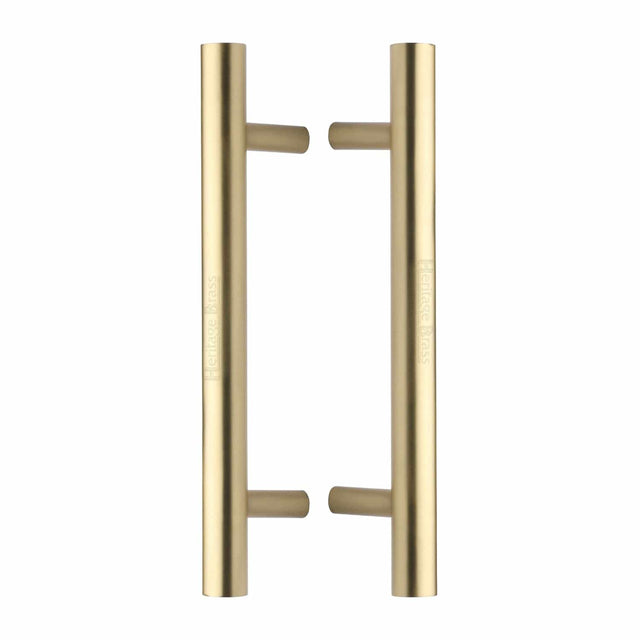 Heritage Brass Door Furniture Satin Brass / Back to Back Fixing Pack Heritage Brass - Back to Back Door Pull Handle Bar Design 305mm Satin Brass Finish