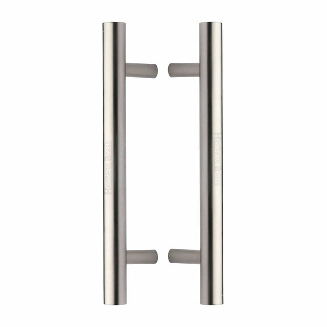 Heritage Brass Door Furniture Satin Nickel / Back to Back Fixing Pack Heritage Brass - Back to Back Door Pull Handle Bar Design 305mm Satin Nickel Finish