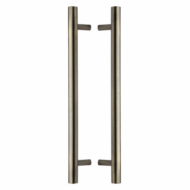 Heritage Brass Door Furniture Antique Brass / Back to Back Fixing Pack Heritage Brass - Back to Back Door Pull Handle Bar Design 457mm Antique Brass Finish