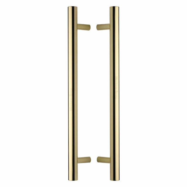Heritage Brass Door Furniture Polished Brass / Back to Back Fixing Pack Heritage Brass - Back to Back Door Pull Handle Bar Design 457mm Polished Brass Finish