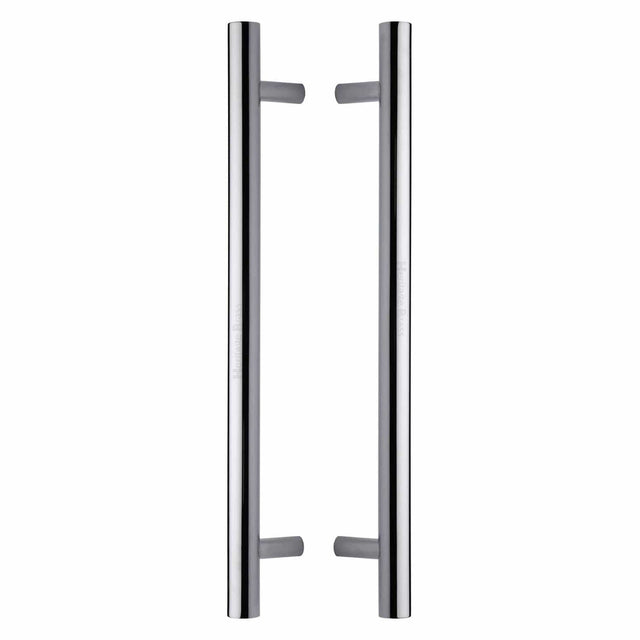 Heritage Brass Door Furniture Polished Chrome / Back to Back Fixing Pack Heritage Brass - Back to Back Door Pull Handle Bar Design 457mm Polished Chrome Finish