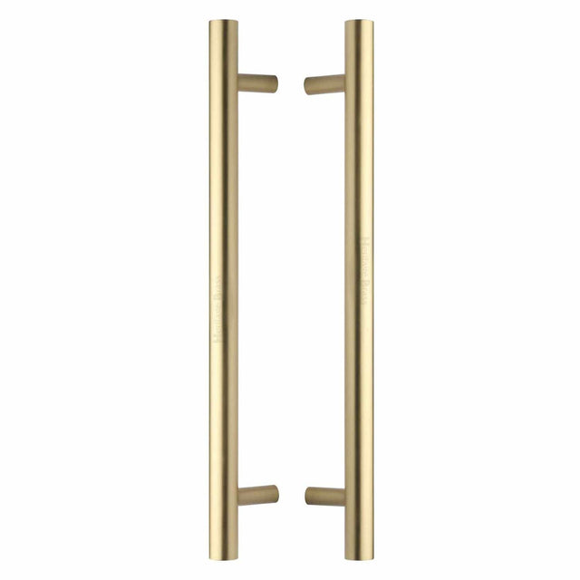 Heritage Brass Door Furniture Satin Brass / Back to Back Fixing Pack Heritage Brass - Back to Back Door Pull Handle Bar Design 457mm Satin Brass Finish