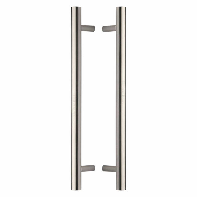 Heritage Brass Door Furniture Satin Nickel / Back to Back Fixing Pack Heritage Brass - Back to Back Door Pull Handle Bar Design 457mm Satin Nickel Finish
