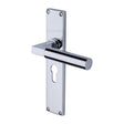 Heritage Brass Door Furniture Polished Chrome / Euro Profile Lock Handles Heritage Brass - Bauhaus Euro Profile Door Handle on 200mm Plate Polished Chrome finish