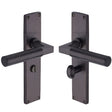 Heritage Brass Door Furniture Matt Bronze / Bathroom Lock Handles Heritage Brass - Bauhaus Hammered Bathroom Set Door Handle on 200mm Plate Matt Bronze finish