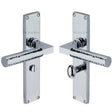 Heritage Brass Door Furniture Polished Chrome / Bathroom Lock Handles Heritage Brass - Bauhaus Hammered Bathroom Set Door Handle on 200mm Plate Polished Chrome finish