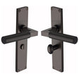 Heritage Brass Door Furniture Matt Bronze / Bathroom Lock Handles Heritage Brass - Bauhaus Knurled Bathroom Set Door Handle on 200mm Plate Matt Bronze finish