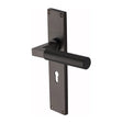 Heritage Brass Door Furniture Matt Bronze / Std. Lock Handles Heritage Brass - Bauhaus Knurled Lever Lock Door Handle on 200mm Plate Matt Bronze finish