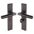 Heritage Brass Door Furniture Matt Bronze / Bathroom Lock Handles Heritage Brass - Bauhaus Reeded Bathroom Set Matt Bronze finish