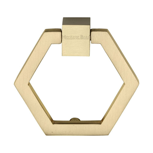 Heritage Brass Cabinet Hardware Satin Brass / Cabinet Drop Pulls Heritage Brass - Cabinet Drop Pull Hexagon Design 51mm Satin Brass Finish