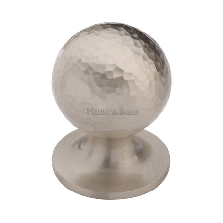 Heritage Brass Cabinet Hardware Satin Nickel / Cabinet Knobs / 32mm Dia. Heritage Brass - Cabinet Knob Ball Hammered Design 32mm Satin Nickel finish