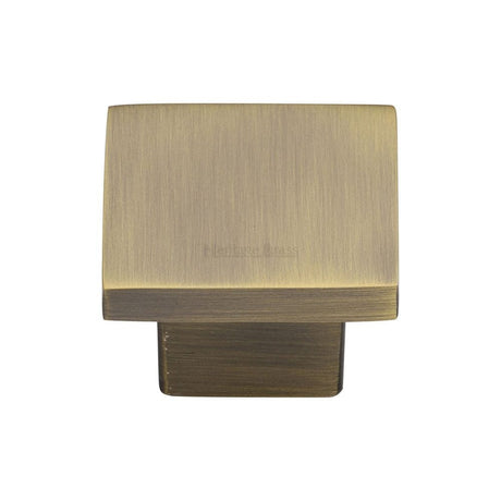 Heritage Brass Cabinet Hardware Antique Brass / Cabinet Knobs / 32mm Dia. Heritage Brass - Cabinet Knob Classic Square Design 32mm Antique Brass Finish