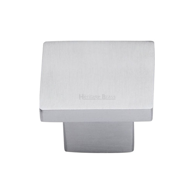 Heritage Brass Cabinet Hardware Satin Chrome / Cabinet Knobs / 32mm Dia. Heritage Brass - Cabinet Knob Classic Square Design 32mm Satin Chrome Finish