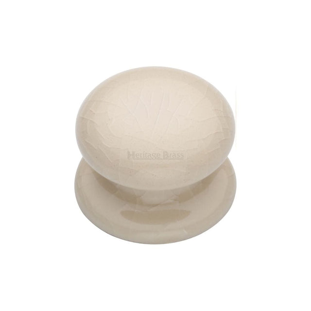 Heritage Brass Cabinet Hardware Porcelain / Cabinet Knobs / 32mm Dia. Heritage Brass - Cabinet Knob Cream Crackle 32mm with Porcelain base