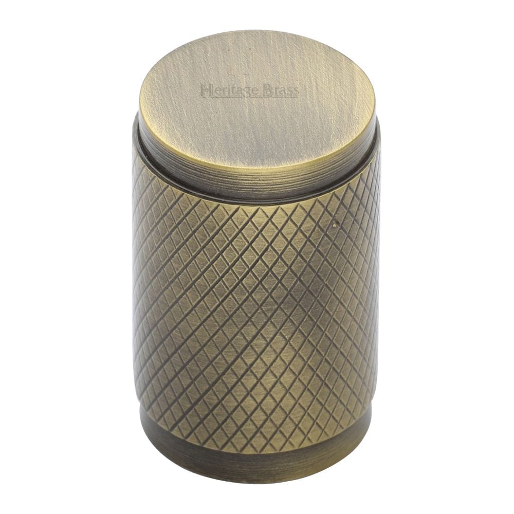 Heritage Brass Cabinet Hardware Antique Brass / Cabinet Knobs / 21mm Dia. Heritage Brass - Cabinet Knob Cylindric Knurled Design 21mm Antique Brass Finish
