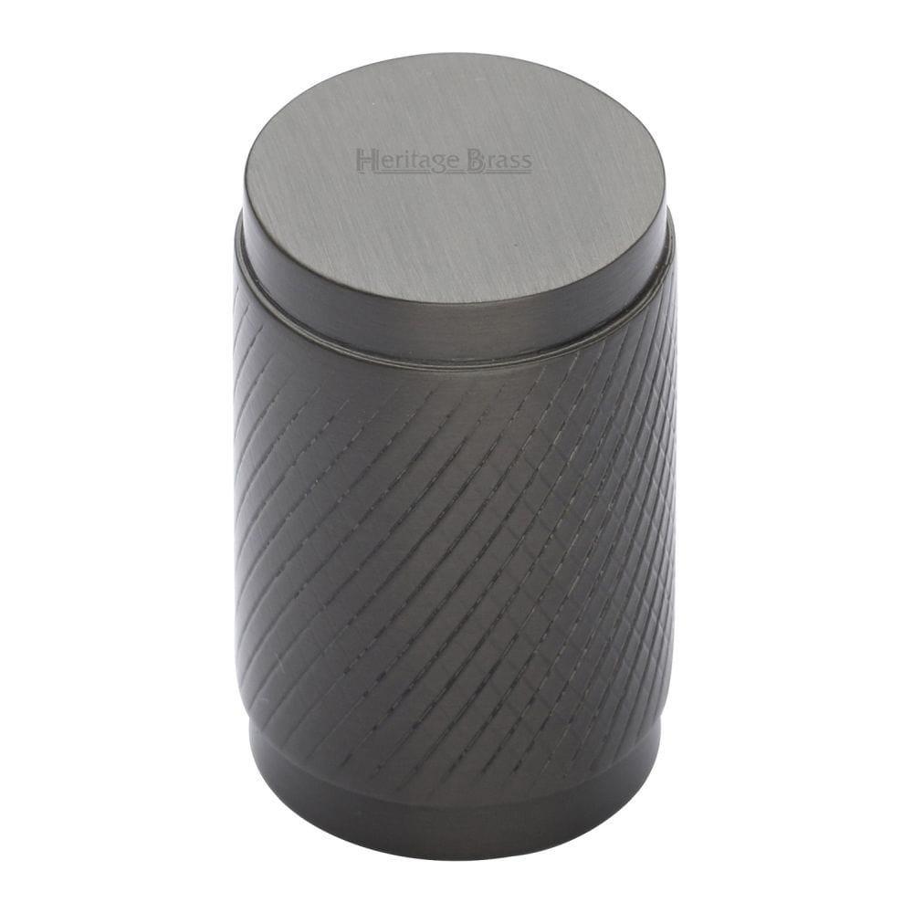 Heritage Brass Cabinet Hardware Matt Bronze / Cabinet Knobs / 21mm Dia. Heritage Brass - Cabinet Knob Cylindric Knurled Design 21mm Matt Bronze Finish