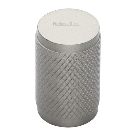 Heritage Brass Cabinet Hardware Satin Nickel / Cabinet Knobs / 21mm Dia. Heritage Brass - Cabinet Knob Cylindric Knurled Design 21mm Satin Nickel Finish