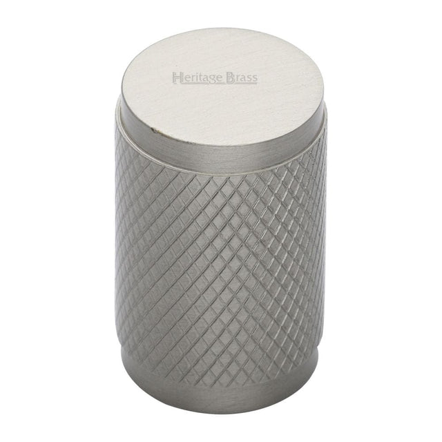 Heritage Brass Cabinet Hardware Satin Nickel / Cabinet Knobs / 21mm Dia. Heritage Brass - Cabinet Knob Cylindric Knurled Design 21mm Satin Nickel Finish