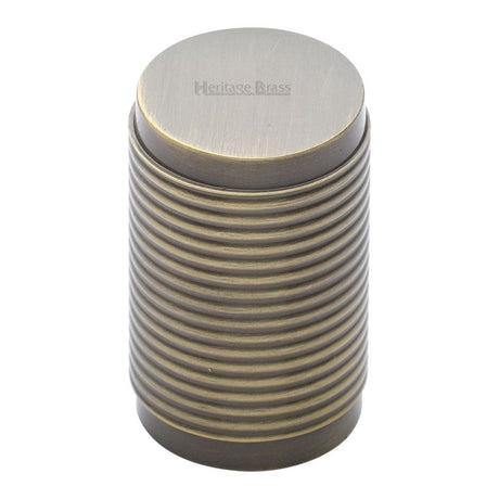 Heritage Brass Cabinet Hardware Antique Brass / Cabinet Knobs / 21mm Dia. Heritage Brass - Cabinet Knob Cylindric Ribbed Design 21mm Antique Brass Finish