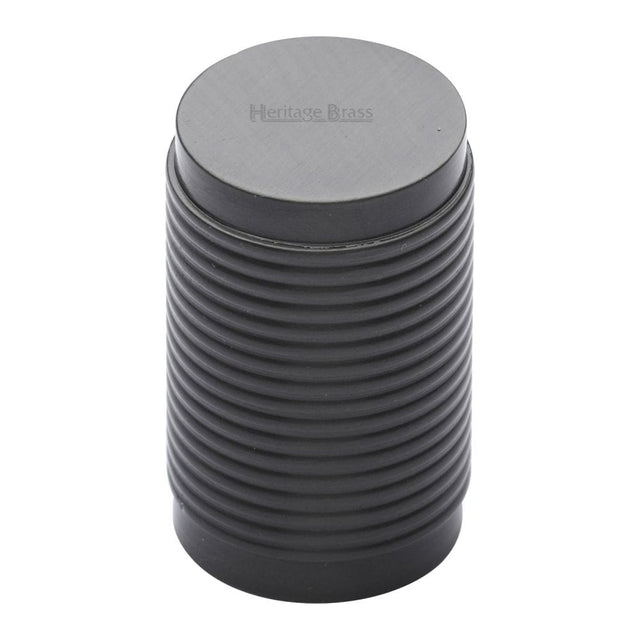 Heritage Brass Cabinet Hardware Matt Bronze / Cabinet Knobs / 21mm Dia. Heritage Brass - Cabinet Knob Cylindric Ribbed Design 21mm Matt Bronze Finish