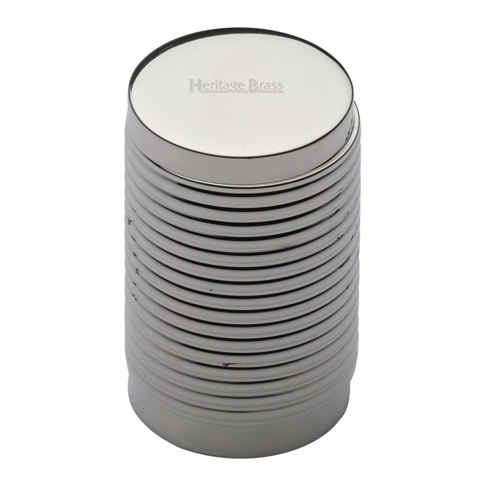 Heritage Brass Cabinet Hardware Polished Nickel / Cabinet Knobs / 21mm Dia. Heritage Brass - Cabinet Knob Cylindric Ribbed Design 21mm Polished Nickel Finish