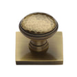 Heritage Brass Cabinet Hardware Antique Brass / Cabinet Knob on Backplate / 31mm Dia. Heritage Brass - Cabinet Knob Diamond Cut Design with Square Backplate 32mm Antique