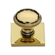 Heritage Brass Cabinet Hardware Polished Brass / Cabinet Knob on Backplate / 31mm Dia. Heritage Brass - Cabinet Knob Diamond Cut Design with Square Backplate 32mm Polished