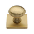 Heritage Brass Cabinet Hardware Satin Brass / Cabinet Knob on Backplate / 31mm Dia. Heritage Brass - Cabinet Knob Diamond Cut Design with Square Backplate 32mm Satin