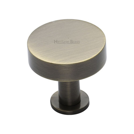 Heritage Brass Cabinet Hardware Antique Brass / Cabinet Knobs / 32mm Dia. Heritage Brass - Cabinet Knob Disc Design with Rose 32mm Antique Brass Finish