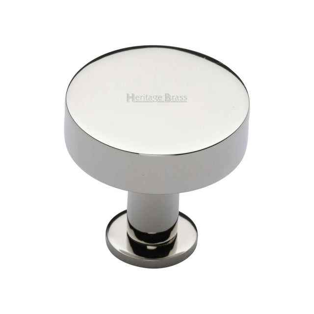 Heritage Brass Cabinet Hardware Polished Nickel / Cabinet Knobs / 32mm Dia. Heritage Brass - Cabinet Knob Disc Design with Rose 32mm Polished Nickel Finish