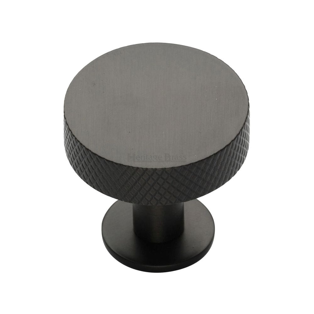 Heritage Brass Cabinet Hardware Matt Bronze / Cabinet Knobs / 32mm Dia. Heritage Brass - Cabinet Knob Disc Knurled Design with Rose 32mm Matt Bronze Fin