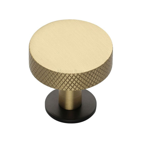 Heritage Brass Cabinet Hardware Matt Bronze/Satin Brass / Cabinet Knobs / 32mm Dia. Heritage Brass - Cabinet Knob Disc Knurled Design with Rose 32mm Matt Bronze/Sat