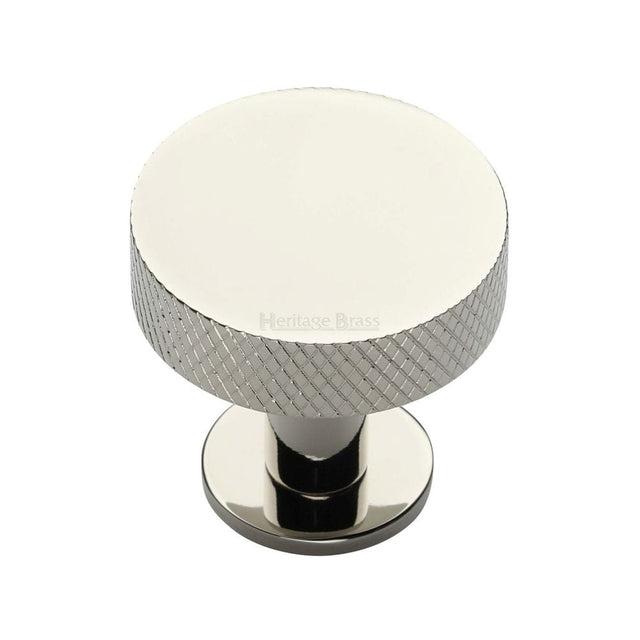 Heritage Brass Cabinet Hardware Polished Nickel / Cabinet Knobs / 32mm Dia. Heritage Brass - Cabinet Knob Disc Knurled Design with Rose 32mm Polished Nickel Fin