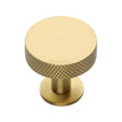 Heritage Brass Cabinet Hardware Satin Brass / Cabinet Knobs / 32mm Dia. Heritage Brass - Cabinet Knob Disc Knurled Design with Rose 32mm Satin Brass Fini