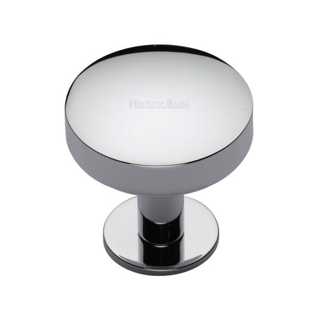 Heritage Brass Cabinet Hardware Polished Chrome / Cabinet Knobs / 32mm Dia. Heritage Brass - Cabinet Knob Domed Disc Design with Rose 32mm Polished Chrome Finis