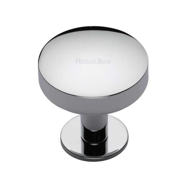 Heritage Brass Cabinet Hardware Polished Chrome / Cabinet Knobs / 32mm Dia. Heritage Brass - Cabinet Knob Domed Disc Design with Rose 32mm Polished Chrome Finis