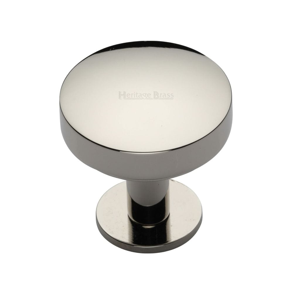 Heritage Brass Cabinet Hardware Polished Nickel / Cabinet Knobs / 32mm Dia. Heritage Brass - Cabinet Knob Domed Disc Design with Rose 32mm Polished Nickel Finis