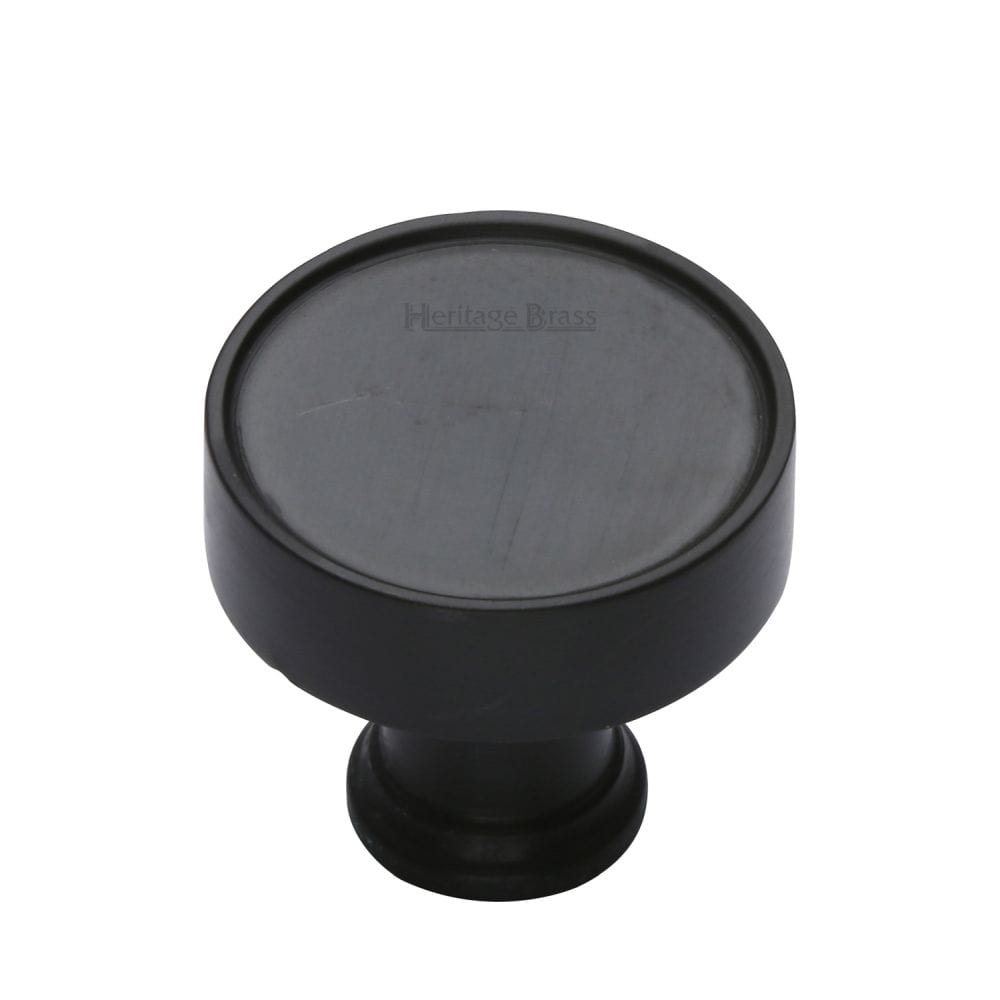 Heritage Brass Cabinet Hardware Matt Black / Cabinet Knobs / 32mm Dia. Heritage Brass - Cabinet Knob Florence Design 32mm Matt Black Finish