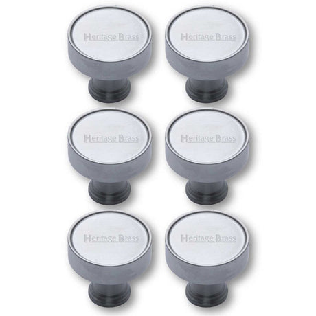 Heritage Brass Cabinet Hardware Satin Chrome / Cabinet Knobs / 32mm Dia. Heritage Brass - Cabinet Knob Florence Design 32mm Satin Chrome Finish