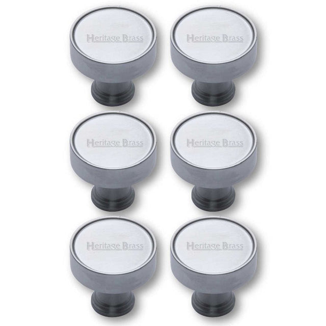 Heritage Brass Cabinet Hardware Satin Chrome / Cabinet Knobs / 32mm Dia. Heritage Brass - Cabinet Knob Florence Design 32mm Satin Chrome Finish