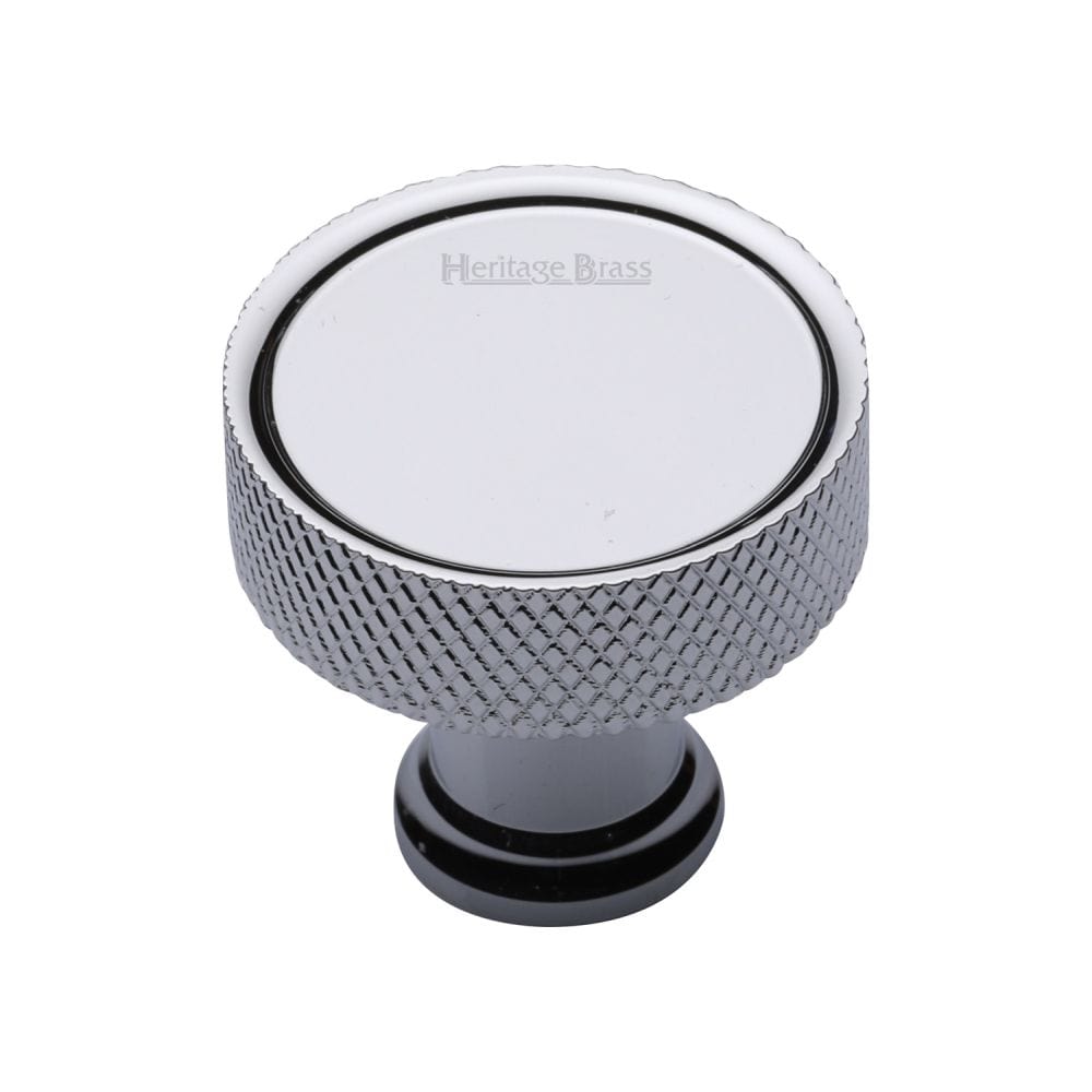 Heritage Brass Cabinet Hardware Polished Chrome / Cabinet Knobs / 32mm Dia. Heritage Brass - Cabinet Knob Florence Knurled Design 32mm Polished Chrome Finish