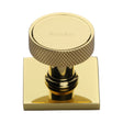 Heritage Brass Cabinet Hardware Polished Brass / Cabinet Knob on Backplate / 32mm Dia. Heritage Brass - Cabinet Knob Florence Knurled Design with Square Backplate 32mm