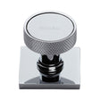 Heritage Brass Cabinet Hardware Polished Chrome / Cabinet Knob on Backplate / 32mm Dia. Heritage Brass - Cabinet Knob Florence Knurled Design with Square Backplate 32mm