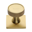 Heritage Brass Cabinet Hardware Satin Brass / Cabinet Knob on Backplate / 32mm Dia. Heritage Brass - Cabinet Knob Florence Knurled Design with Square Backplate 32mm