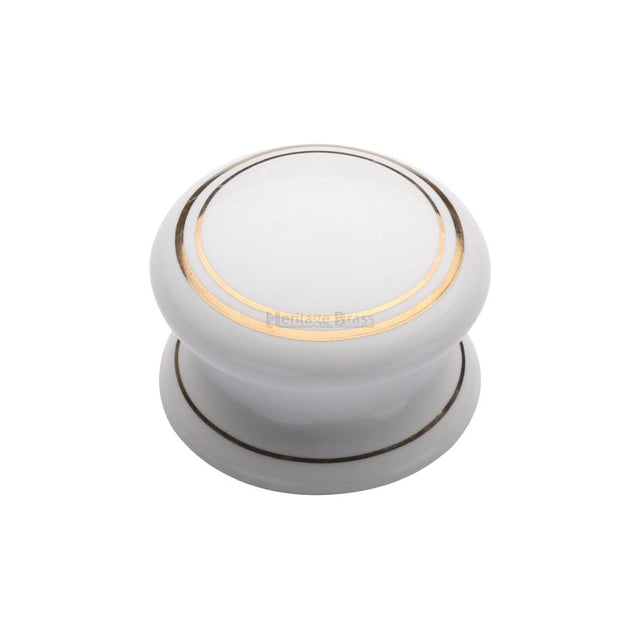 Heritage Brass Cabinet Hardware Porcelain / Cabinet Knobs / 38mm Dia. Heritage Brass - Cabinet Knob Gold Line 38mm with Porcelain base
