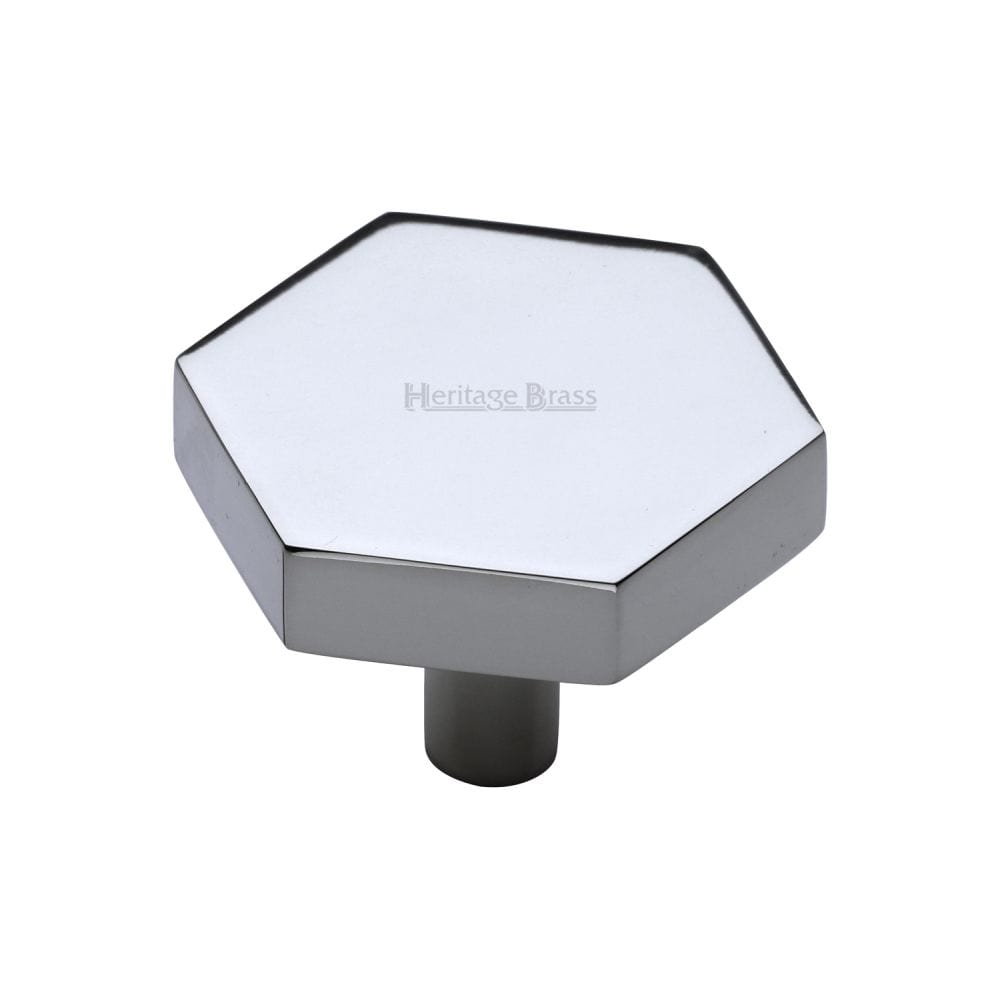 Heritage Brass Cabinet Hardware Polished Chrome / Cabinet Knobs / 38mm Dia. Heritage Brass - Cabinet Knob Hexagon Design 38mm Polished Chrome Finish